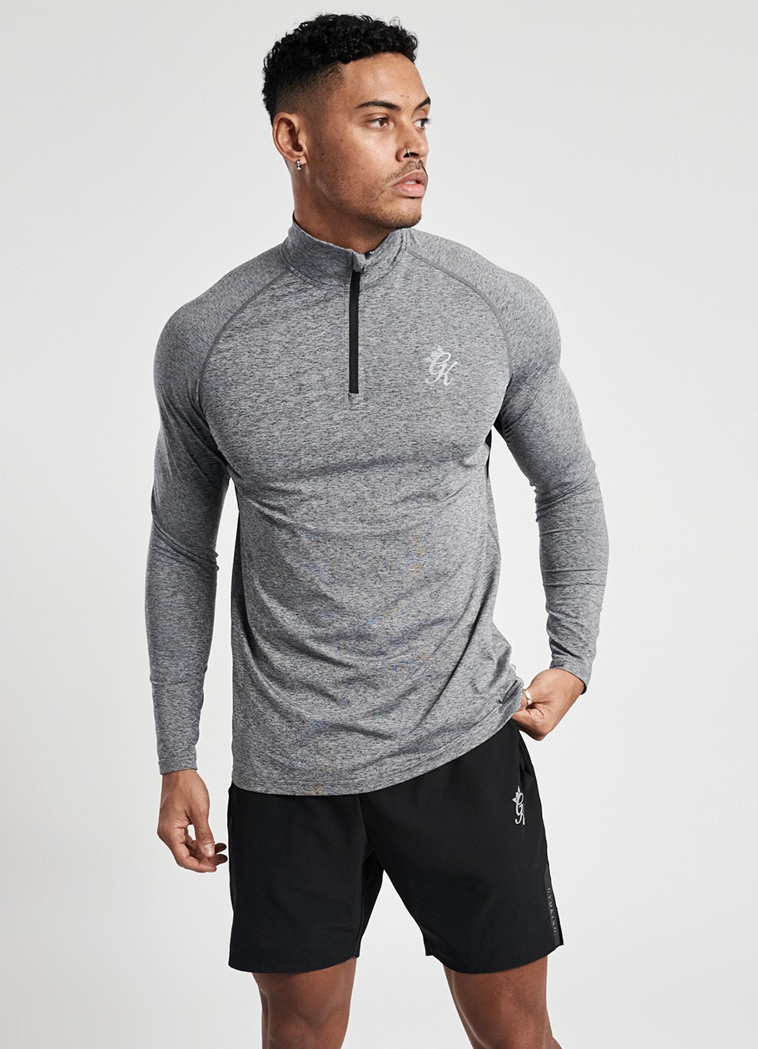 Gym King Sport Race 1/4 Zip Funnel Neck - Grey Marl – thegymking1v.com